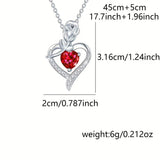 Darrahopens Fashion > Women's Fashion > Women's Accessories Rose Heart Pendant Necklace, copper-inlaid zirconia with ruby accents, adjustable chain. Symbolizing "I love you," it is a heartfelt jewelry gift for female relatives and friends, perfect for Christmas, Valentine’s Day, birthdays, and other holidays.