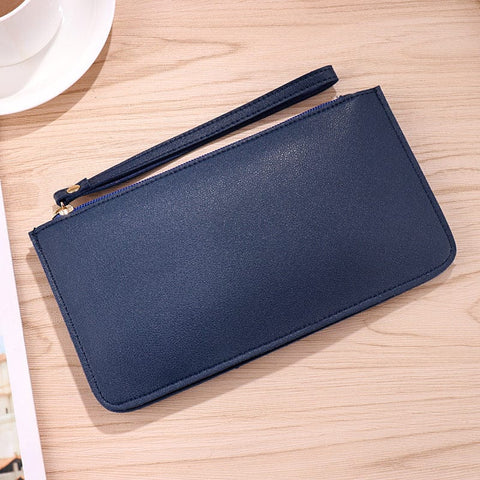 Darrahopens Fashion > Women's Fashion > Women's Accessories Sapphire blue Women's Soft PU Leather Double-Layer Zip Wallet with Wrist Strap – Spacious Card, Cash and Phone Holder for Students and Everyday Use in Australia