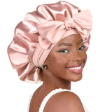 Darrahopens Fashion > Women's Fashion > Women's Accessories Silk Satin Bonnet for Sleep Double Layered with Ties for Women Natural Curly Hair Pink