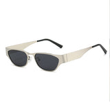 Darrahopens Fashion > Women's Fashion > Women's Accessories Silver Frame Black Sheet Retro Cat-Eye Metal Sunglasses for Women - UV Protection Stylish Streetwear Shades
