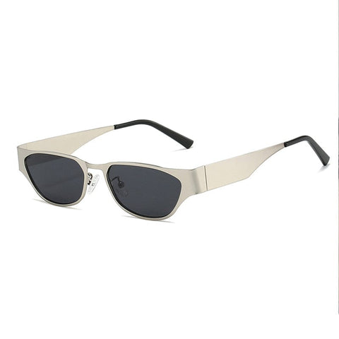 Darrahopens Fashion > Women's Fashion > Women's Accessories Silver Frame Black Sheet Retro Cat-Eye Metal Sunglasses for Women - UV Protection Stylish Streetwear Shades