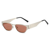 Darrahopens Fashion > Women's Fashion > Women's Accessories Silver Frame Pink Sheet Retro Cat-Eye Metal Sunglasses for Women - UV Protection Stylish Streetwear Shades