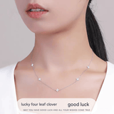Darrahopens Fashion > Women's Fashion > Women's Accessories Silver Lucky Four Leaf Clover Necklace Women Delicate Clavicle Chain Sparkling Zirconia Charm Necklace Gift for Her