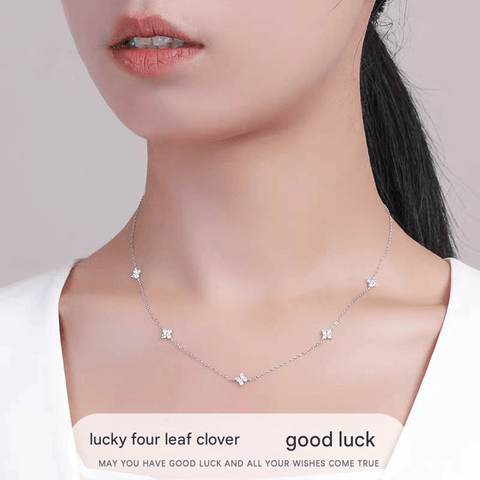 Darrahopens Fashion > Women's Fashion > Women's Accessories Silver Lucky Four Leaf Clover Necklace Women Delicate Clavicle Chain Sparkling Zirconia Charm Necklace Gift for Her
