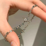 Darrahopens Fashion > Women's Fashion > Women's Accessories Silver North Star Crystal Charm Bracelet Lucky Star Chain Bracelet for Women Minimalist Celestial Jewellery