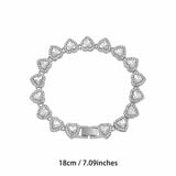 Darrahopens Fashion > Women's Fashion > Women's Accessories Silver-Plated Heart Rhinestone Cuban Link 18 inch Tennis Necklace and 7 inch Tennis Bracelet Set for Women, Crystal Heart Chain Fashion Jewelry Accessories with Gift Box