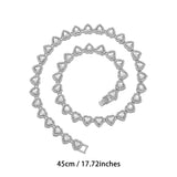 Darrahopens Fashion > Women's Fashion > Women's Accessories Silver-Plated Heart Rhinestone Cuban Link 18 inch Tennis Necklace and 7 inch Tennis Bracelet Set for Women, Crystal Heart Chain Fashion Jewelry Accessories with Gift Box