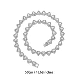 Darrahopens Fashion > Women's Fashion > Women's Accessories Silver-Plated Heart Rhinestone Cuban Link 20 inch Tennis Necklace and 8 inch Tennis Bracelet Set for Women, Crystal Heart Chain Fashion Jewelry Accessories with Gift Box