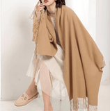 Darrahopens Fashion > Women's Fashion > Women's Accessories Sky Blue 2 PCS Skin Red Solid Color Scarf Shawl with Tassels - Warm Korean Style Wrap (180cm x 70cm)