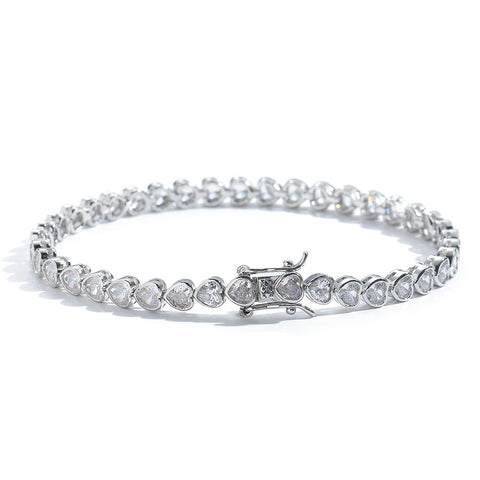 Darrahopens Fashion > Women's Fashion > Women's Accessories Sliver Bling Heart Tennis Bracelet for Women with Micro-Paved Heart Zirconia - Romantic Couple's Jewelry (8" Length)
