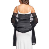 Darrahopens Fashion > Women's Fashion > Women's Accessories Soft Black Chiffon Shawl Wrap 190x45 cm for Wedding Evening Dress, Bridal Cape with Elegant Flowing Design, Lightweight Party Cover In Australia - Darrahopens