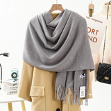 Darrahopens Fashion > Women's Fashion > Women's Accessories Solid Color Cashmere Wrap Scarf, Thickened for Warmth and Windproof, Bohemian-Style Winter Wardrobe Essential(Chestnut brown)