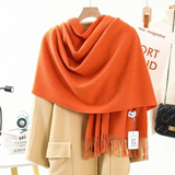Darrahopens Fashion > Women's Fashion > Women's Accessories Solid Color Cashmere Wrap Scarf, Thickened for Warmth and Windproof, Bohemian-Style Winter Wardrobe Essential(hide powder)