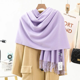 Darrahopens Fashion > Women's Fashion > Women's Accessories Solid Color Cashmere Wrap Scarf, Thickened for Warmth and Windproof, Bohemian-Style Winter Wardrobe Essential(light purple)
