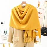 Darrahopens Fashion > Women's Fashion > Women's Accessories Solid Color Cashmere Wrap Scarf, Thickened for Warmth and Windproof, Bohemian-Style Winter Wardrobe Essential(light purple)