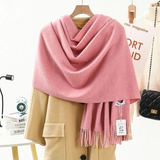 Darrahopens Fashion > Women's Fashion > Women's Accessories Solid Color Cashmere Wrap Scarf, Thickened for Warmth and Windproof, Bohemian-Style Winter Wardrobe Essential(orange)
