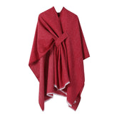 Darrahopens Fashion > Women's Fashion > Women's Accessories Solid Knit Poncho Shawl,Warm Fall/Winter Cape with Slit and Crossbar Design(Red)