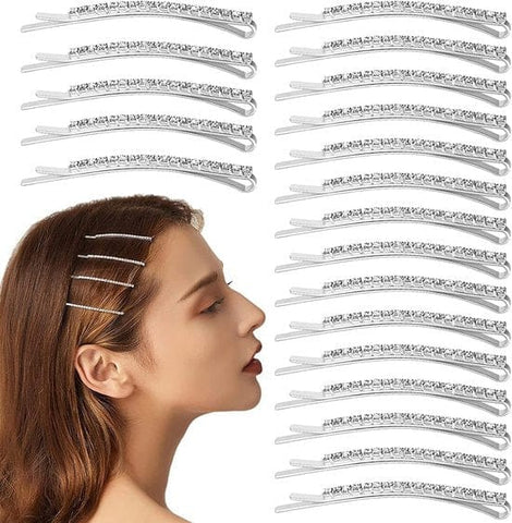 Darrahopens Fashion > Women's Fashion > Women's Accessories Sparkling Silver Hair Clips with Rhinestones (20 pcs) - Metal Hair Clips - Decorative - Hair Accessories for Women, Girls & Ballerinas - Party & Daily Hair Accessories