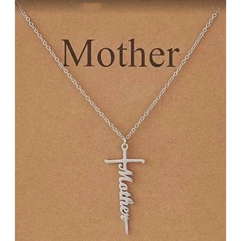 Darrahopens Fashion > Women's Fashion > Women's Accessories Stainless Steel Cross Necklace for Women Mother's Day Holiday Gift Elegant Jewelry Piece for Local Standard Everyday Wear(mother)