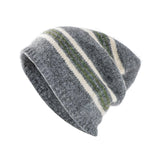 Darrahopens Fashion > Women's Fashion > Women's Accessories Striped Wool-Blend Beanie & Plaid Fringed Scarf Set — Soft Knit Hat (36 x 26 cm) and Oversized Shawl (200 x 65 cm); A Must-Have for Christmas and Cold Weather