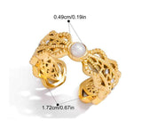 Darrahopens Fashion > Women's Fashion > Women's Accessories Style 7 Vintage Gold-Plated Stainless Steel Ring for Women - Waterproof Hypoallergenic Stackable Statement Rings, Crown Pearl Crystal & Lace Style Collection Inner Diameter 0.67 in