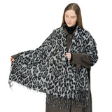 Darrahopens Fashion > Women's Fashion > Women's Accessories Stylish Animal Print Scarf - Warm Fall/Winter Shawl with Tassels, Imitation Cashmere(Gray-brown)