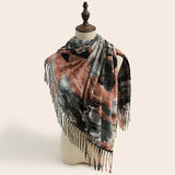 Darrahopens Fashion > Women's Fashion > Women's Accessories Stylish Animal Print Scarf - Warm Fall/Winter Shawl with Tassels, Imitation Cashmere(Gray-brown)