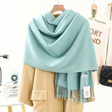 Darrahopens Fashion > Women's Fashion > Women's Accessories Thick Solid Color Scarf Wrap with Fringe, Soft Cashmere-Look Winter Shawl