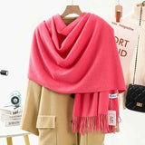 Darrahopens Fashion > Women's Fashion > Women's Accessories Thick Solid Color Scarf Wrap with Fringe, Soft Cashmere-Look Winter Shawl