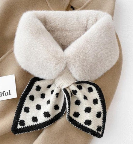 Darrahopens Fashion > Women's Fashion > Women's Accessories Warm scarf for autumn and winter - Soft and comfortable women's scarf with dotted pattern - Fashionable and versatile winter scarf for everyday use（White）