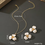 Darrahopens Fashion > Women's Fashion > Women's Accessories White Floral Enamel Jewelry Set – Five-Piece Alloy Accessory Collection with Minimalist Botanical Design