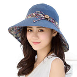 Darrahopens Fashion > Women's Fashion > Women's Accessories Wide Brim Sun Hat for Women Foldable Floppy Beach Cap with Bow Travel Style - Grey