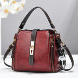 Darrahopens Fashion > Women's Fashion > Women's Accessories Wine red Fashion Women's Bucket Bag - Summer Crossbody Shoulder Handbag with Keychain