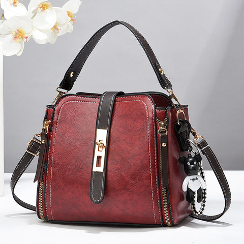 Darrahopens Fashion > Women's Fashion > Women's Accessories Wine red Fashion Women's Bucket Bag - Summer Crossbody Shoulder Handbag with Keychain