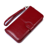 Darrahopens Fashion > Women's Fashion > Women's Accessories Wine Red Women's Long Buckle Closure Wallet - PU Lether Large Capacity Multi-Slot Card Holder & Purse Combo wIth Wristband