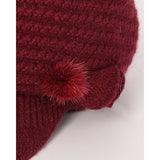 Darrahopens Fashion > Women's Fashion > Women's Accessories Winter Fleece Lined Thermal Hat for Women, Red Floral Knitted Beret with Brim