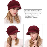 Darrahopens Fashion > Women's Fashion > Women's Accessories Winter Hat for Women, Fleece Lined, Floral Knitted Hat, Ladies Beret Hat with Brim, Cloche Hat, Thermal Hat, Ladies Wool Hats, Red