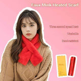 Darrahopens Fashion > Women's Fashion > Women's Accessories Winter Imitation Rabbit Fur USB Heated Scarf Red
