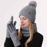 Women Gray Argyle 3-Piece Set-Hat Scarf and Gloves