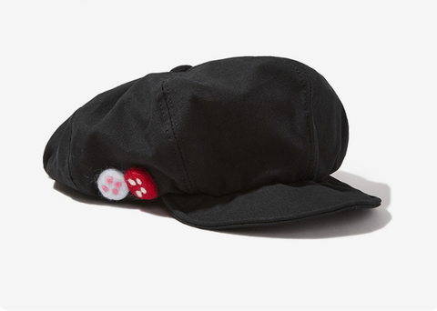 Darrahopens Fashion > Women's Fashion > Women's Accessories Women's Black Newsboy Cap UPF50+ Sun Protection Cotton Blend Octagonal Beret Hat - Adjustable Breathable Baker Boy Style with Cute Button Detail