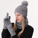 Darrahopens Fashion > Women's Fashion > Women's Accessories Women's Fashionable Winter 3-Piece Set: Knit Hat, Scarf, and Gloves.  A must-have for outdoor skiing and cycling—Gray