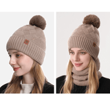 Darrahopens Fashion > Women's Fashion > Women's Accessories Women's Fashionable Winter 3-Piece Set: Knit Hat, Scarf, and Gloves.  A must-have for outdoor skiing and cycling - Khaki