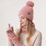 Darrahopens Fashion > Women's Fashion > Women's Accessories Women's Fashionable Winter 3-Piece Set: Knit Hat, Scarf, and Gloves.  A must-have for outdoor skiing and cycling - Pink