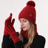 Darrahopens Fashion > Women's Fashion > Women's Accessories Women's Fashionable Winter 3-Piece Set: Knit Hat, Scarf, and Gloves.  A must-have for outdoor skiing and cycling - Red