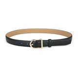 Darrahopens Fashion > Women's Fashion > Women's Accessories Women's Genuine Leather Thin Belt 2.3cm Width Minimalist Gold D-Shaped Buckle Casual Waist Strap for Jeans Dresses Black 105cm