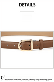 Darrahopens Fashion > Women's Fashion > Women's Accessories Women's Genuine Leather Thin Belt 2.3cm Width Minimalist Gold D-Shaped Buckle Casual Waist Strap for Jeans Dresses Camel 105cm