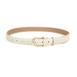 Darrahopens Fashion > Women's Fashion > Women's Accessories Women's Genuine Leather Thin Belt 2.3cm Width Minimalist Gold D-Shaped Buckle Casual Waist Strap for Jeans Dresses Grey 105cm