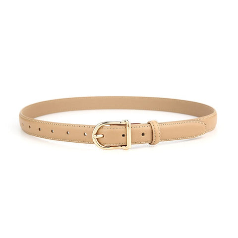 Darrahopens Fashion > Women's Fashion > Women's Accessories Women's Genuine Leather Thin Belt 2.3cm Width Minimalist Gold D-Shaped Buckle Casual Waist Strap for Jeans Dresses Khaki 105cm