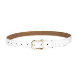 Darrahopens Fashion > Women's Fashion > Women's Accessories Women's Genuine Leather Thin Belt 2.3cm Width Minimalist Gold D-Shaped Buckle Casual Waist Strap for Jeans Dresses White 105cm