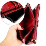 Darrahopens Fashion > Women's Fashion > Women's Accessories women's leather wallet, anti-skimming wallet, retro style wallet, Korean fashion wallet, long wallet for women, ladies accessory, RFID blocking wallet, genuine leather clutch - Black - Size L In Australia - Darrahopens